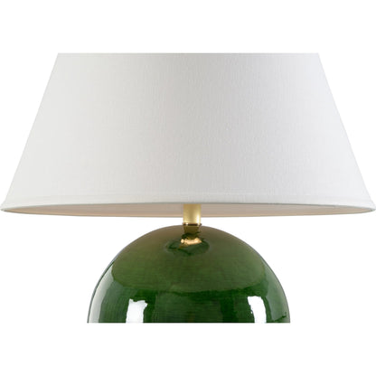 Sphere Table Lamp by Chelsea House in emerald green glaze. Made from unique in a unique style.