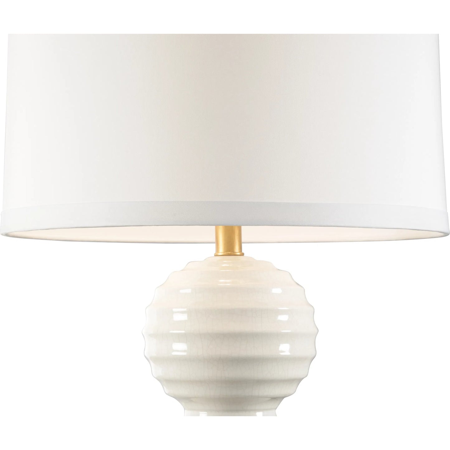 002 SI-2334724 | Closeup | Bianco Table Lamp by Chelsea House in white, cream and cream crackled glaze, gold leaf. Made from unique in a modern style.