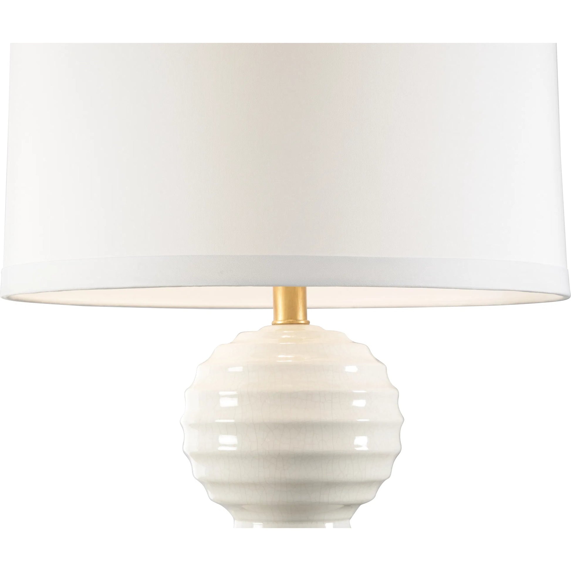Bianco Table Lamp by Chelsea House in white, cream and cream crackled glaze, gold leaf. Made from unique in a modern style.