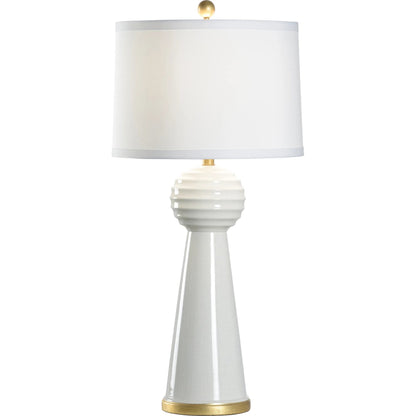 Bianco Table Lamp by Chelsea House in white, cream and cream crackled glaze, gold leaf. Made from unique in a modern style.