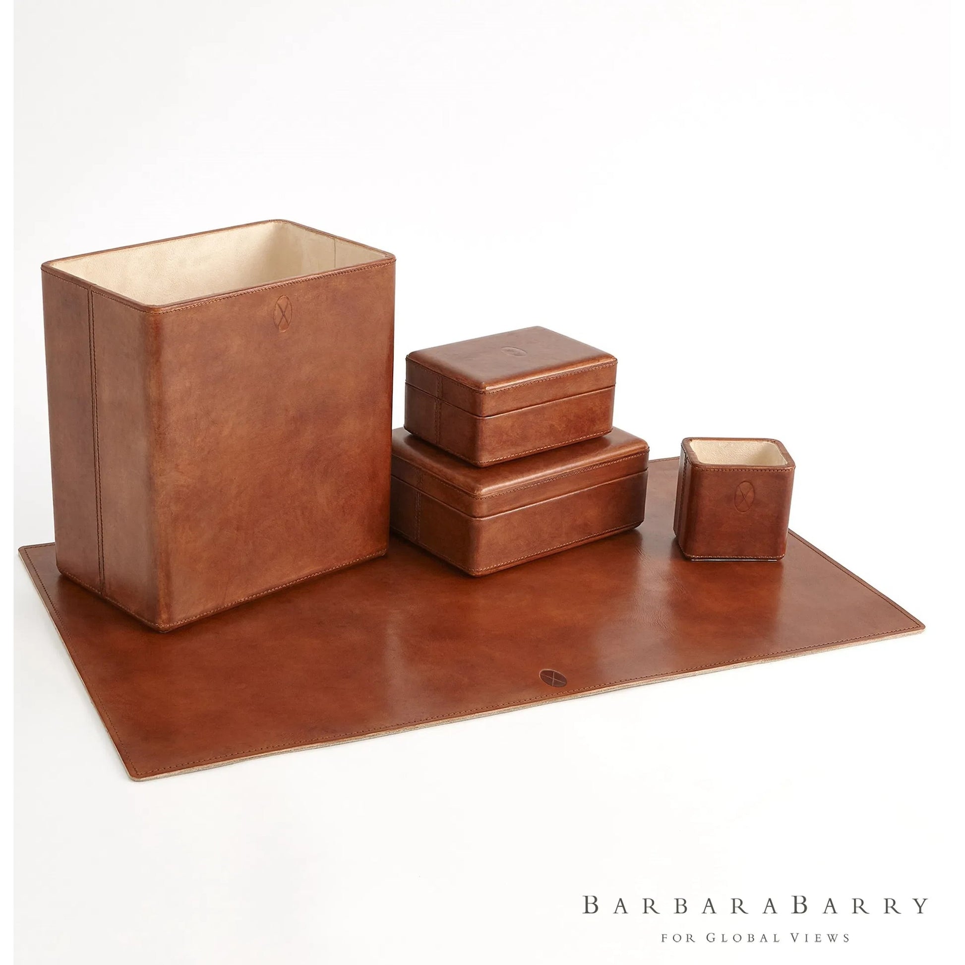 Signature Tobacco Pencil Cup by Global Views in tobacco and leather. Made from unique in a traditional style.