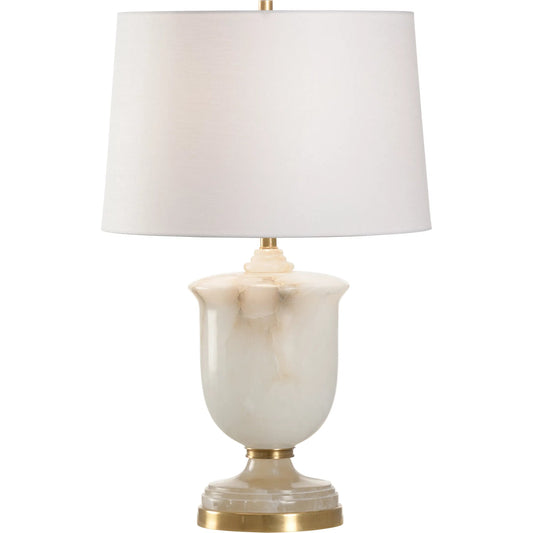 Alabaster Urn Lamp by Chelsea House in white, cream, gold. Made from unique in a unique style.