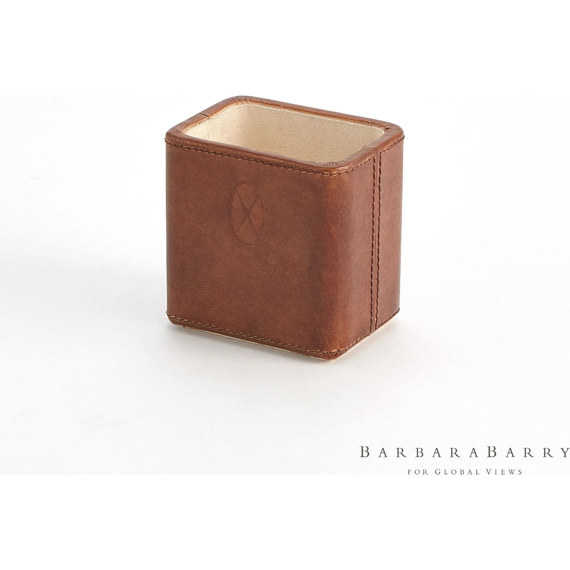Signature Tobacco Pencil Cup by Global Views in tobacco and leather. Made from unique in a traditional style.