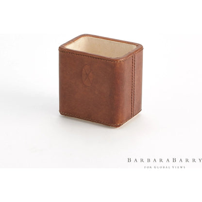 Signature Tobacco Pencil Cup by Global Views in tobacco and leather. Made from unique in a traditional style.