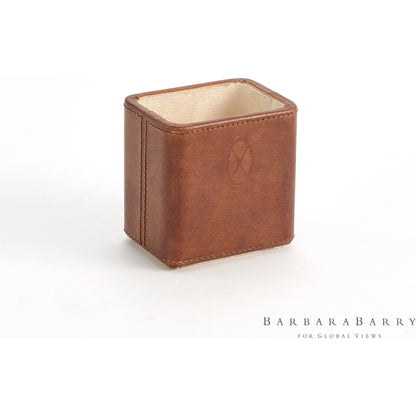 Signature Tobacco Pencil Cup by Global Views in tobacco and leather. Made from unique in a traditional style.