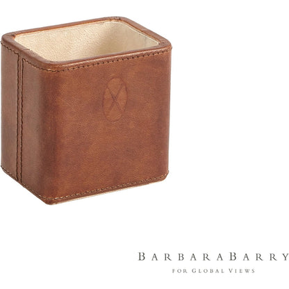 Signature Tobacco Pencil Cup by Global Views in tobacco and leather. Made from unique in a traditional style.