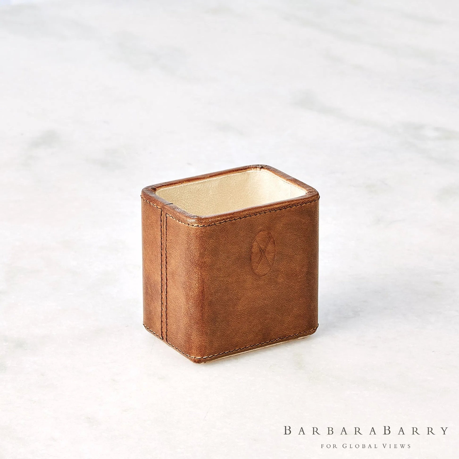 Signature Tobacco Pencil Cup by Global Views in tobacco and leather. Made from unique in a traditional style.