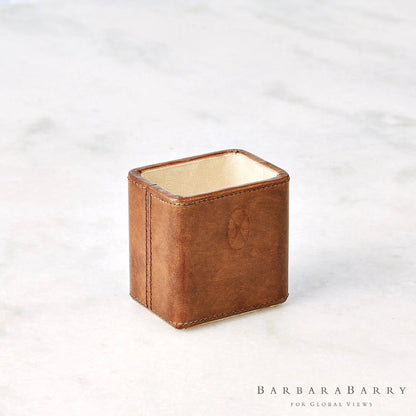 Signature Tobacco Pencil Cup by Global Views in tobacco and leather. Made from unique in a traditional style.
