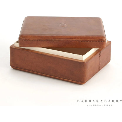 Signature Tobacco Covered Box by Global Views in tobacco and leather. Made from unique in a traditional style.