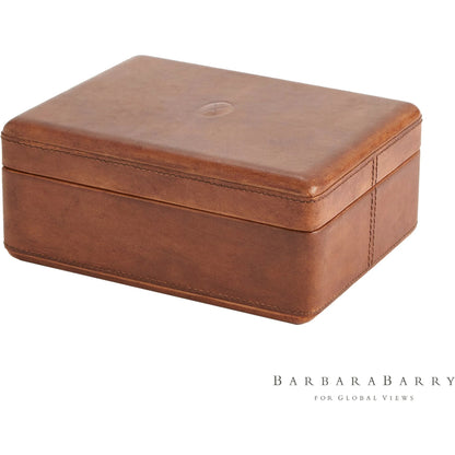 Signature Tobacco Covered Box by Global Views in tobacco and leather. Made from unique in a traditional style.