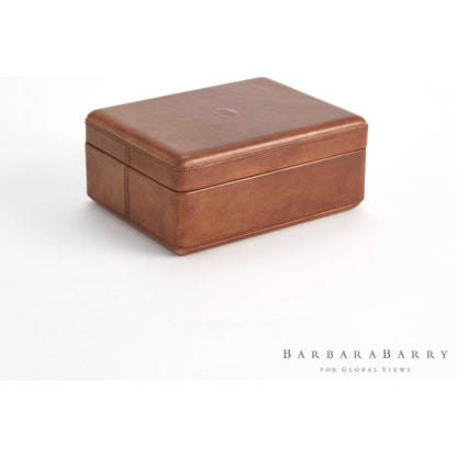 Signature Tobacco Covered Box by Global Views in tobacco and leather. Made from unique in a traditional style.