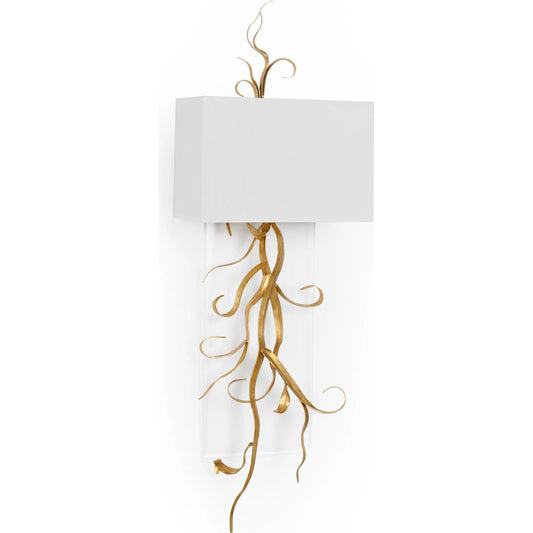 Curling Leaves Sconce with Acrylic by Chelsea House in gold. Made from unique in a unique style.