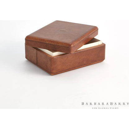 Signature Tobacco Covered Box by Global Views in tobacco and leather. Made from unique in a traditional style.