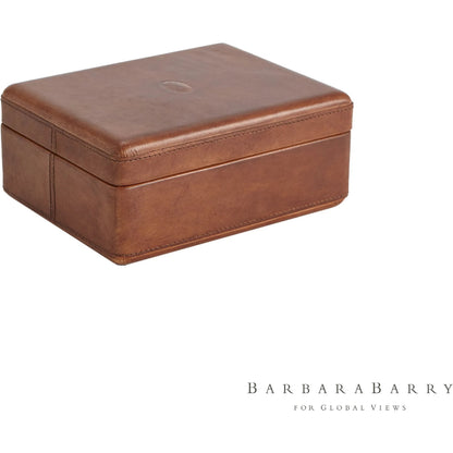 Signature Tobacco Covered Box by Global Views in tobacco and leather. Made from unique in a traditional style.