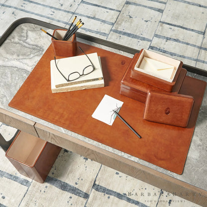Signature Tobacco Deskpad by Global Views in tobacco and leather. Made from unique in a traditional style.