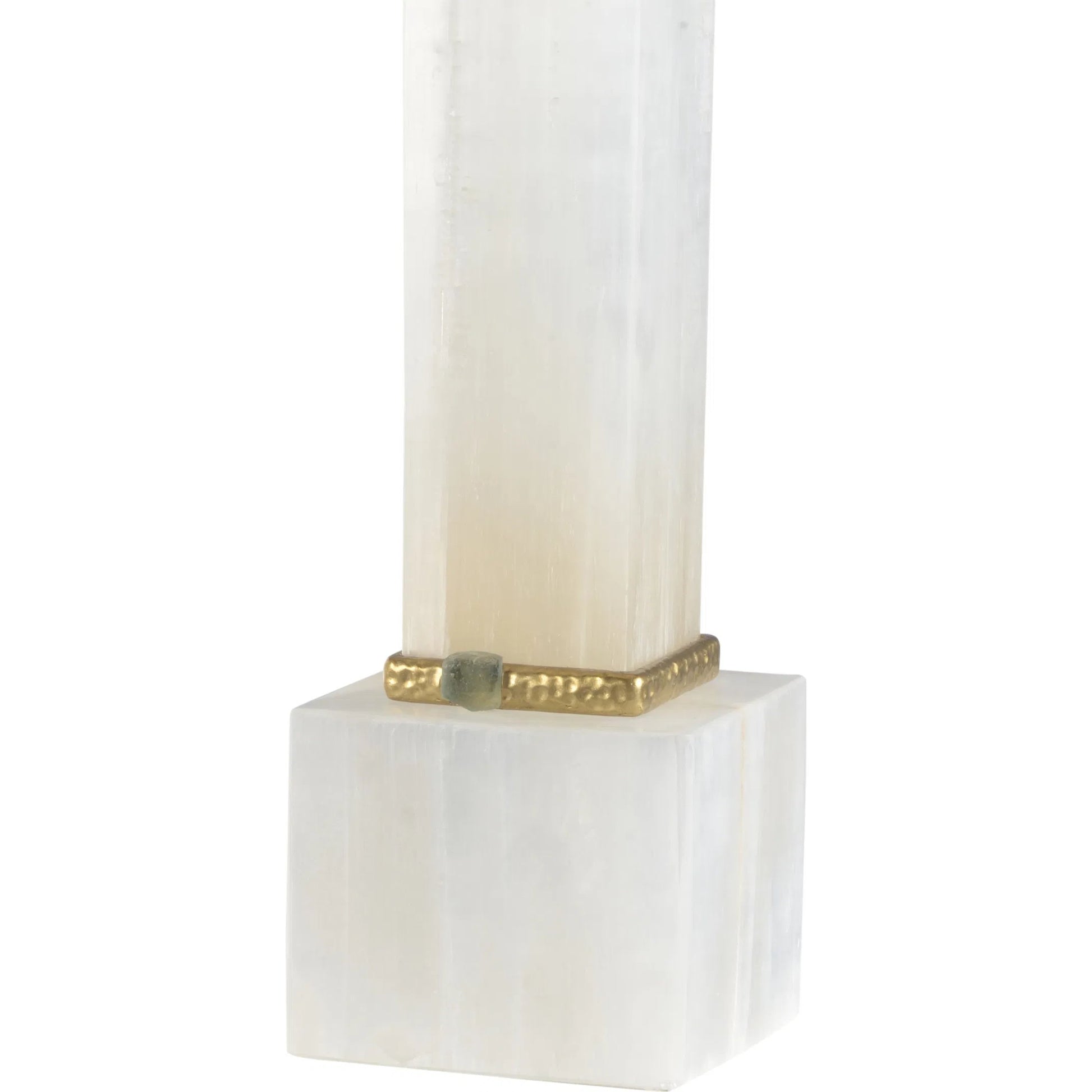 Alabaster Column Lamp with Gold/Stone Rings by Chelsea House in white, cream, gold and natural white, green, textured brass. Made from unique in a modern style.