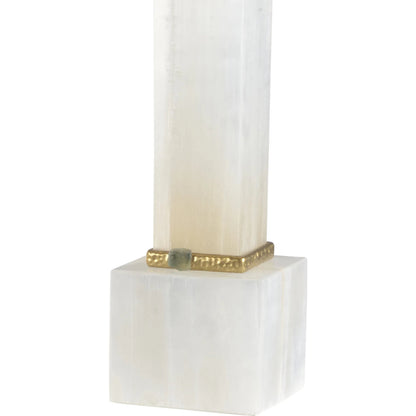 Alabaster Column Lamp with Gold/Stone Rings by Chelsea House in white, cream, gold and natural white, green, textured brass. Made from unique in a modern style.