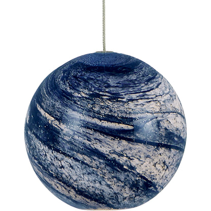 Palatino Round 15-LIGHT Multi-Drop Pendant by Currey and Company in blue marbeled, silver. Made from earth with speckles, glass in a modern style.