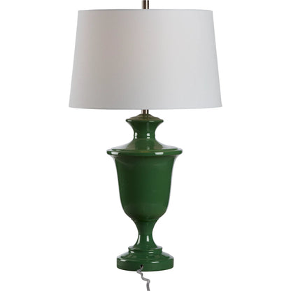 Kilnbourne Lamp by Chelsea House in green glaze. Made from unique in a eclectic & global style.