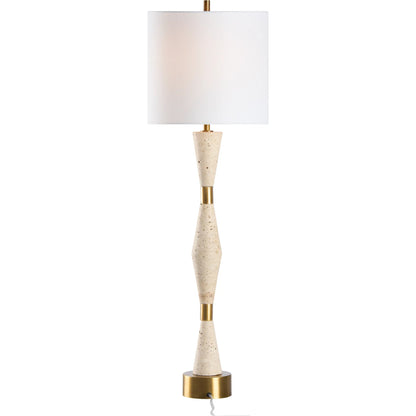 Metroline Travertine Lamp by Chelsea House in natural, antique brass. Made from unique in a transitional style.