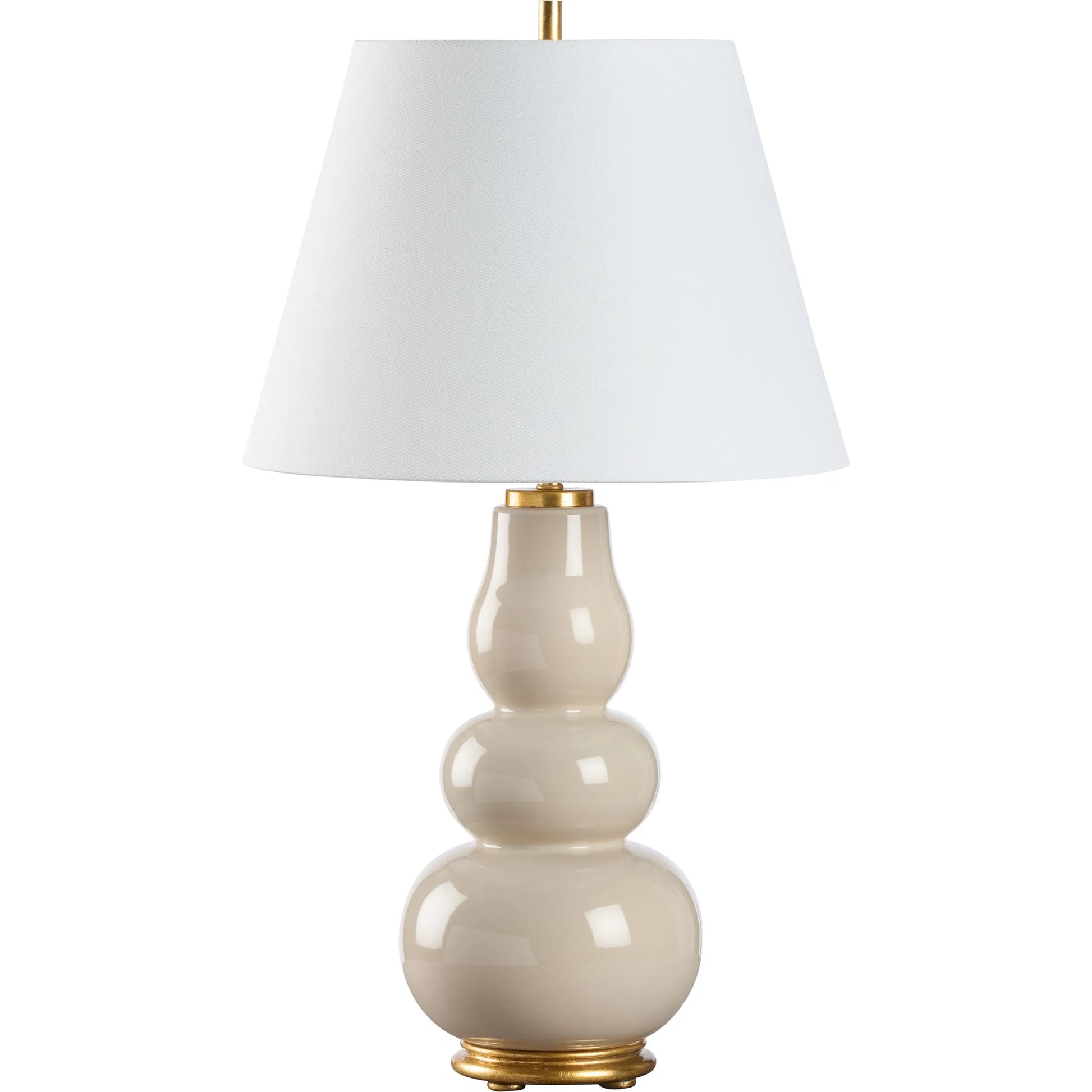 Denise Lamp by Chelsea House in beige glaze, gold leaf. Made from unique in a unique style.