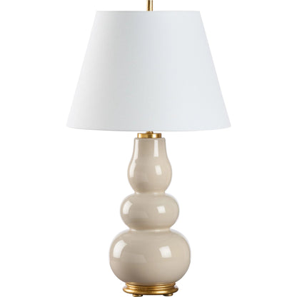 Denise Lamp by Chelsea House in beige glaze, gold leaf. Made from unique in a unique style.