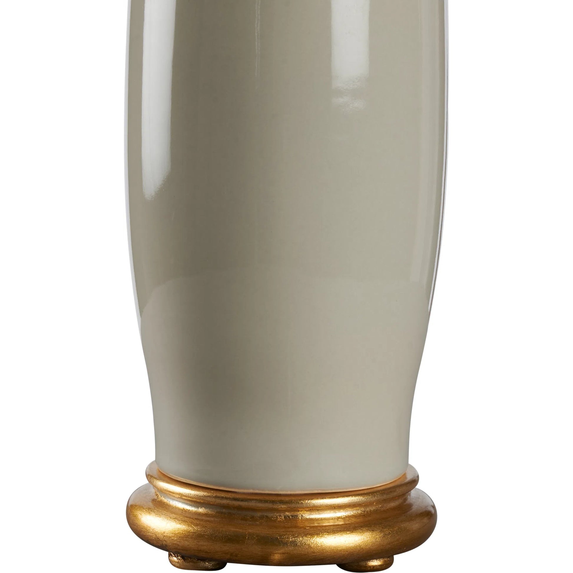 Melanie Lamp by Chelsea House in beige glaze, gold leaf. Made from unique in a unique style.