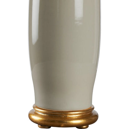 Melanie Lamp by Chelsea House in beige glaze, gold leaf. Made from unique in a unique style.