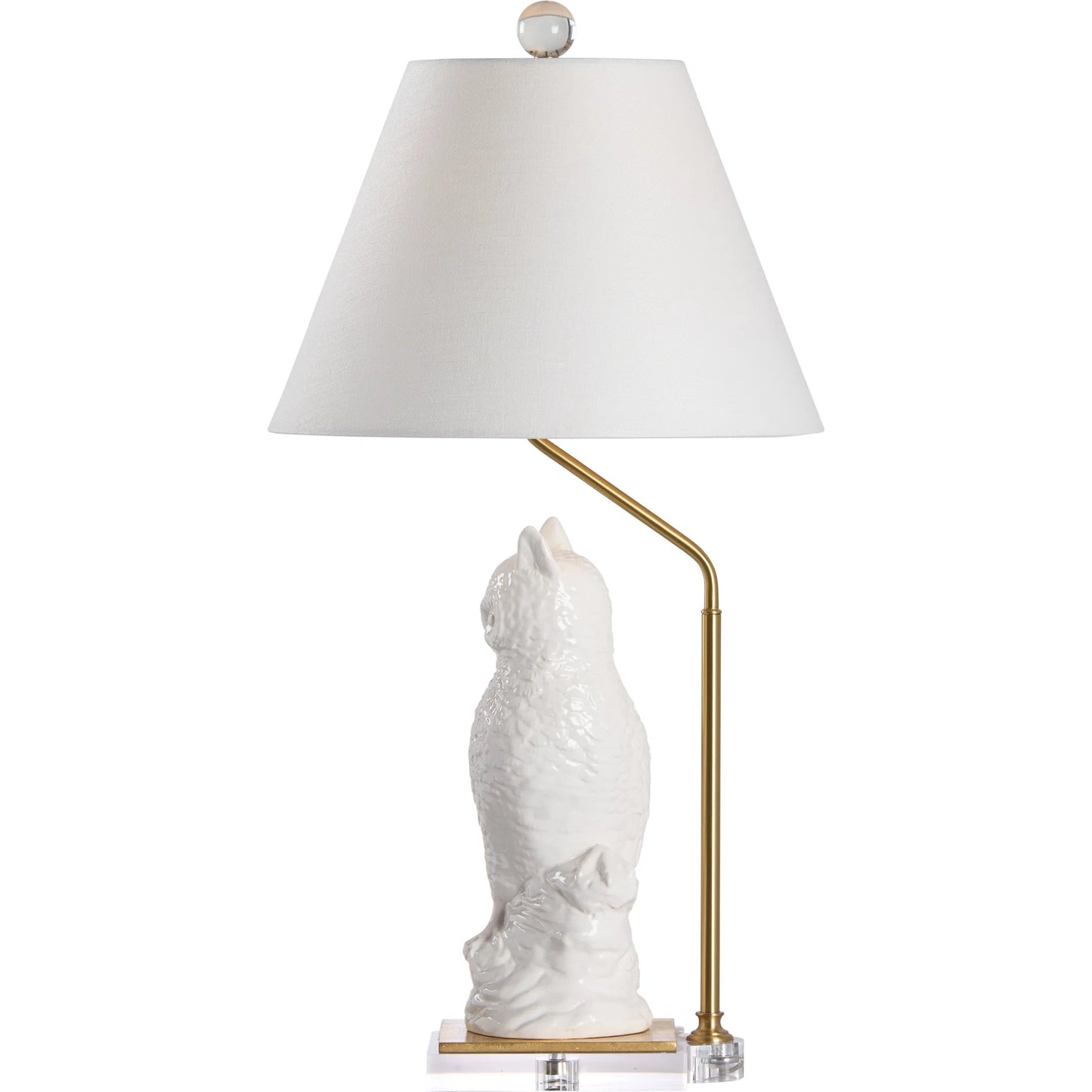 003 SI-2387744 | Additional Silo | Hoot Lamp by Chelsea House in white glaze, gold leaf, clear. Made from unique in a modern style.