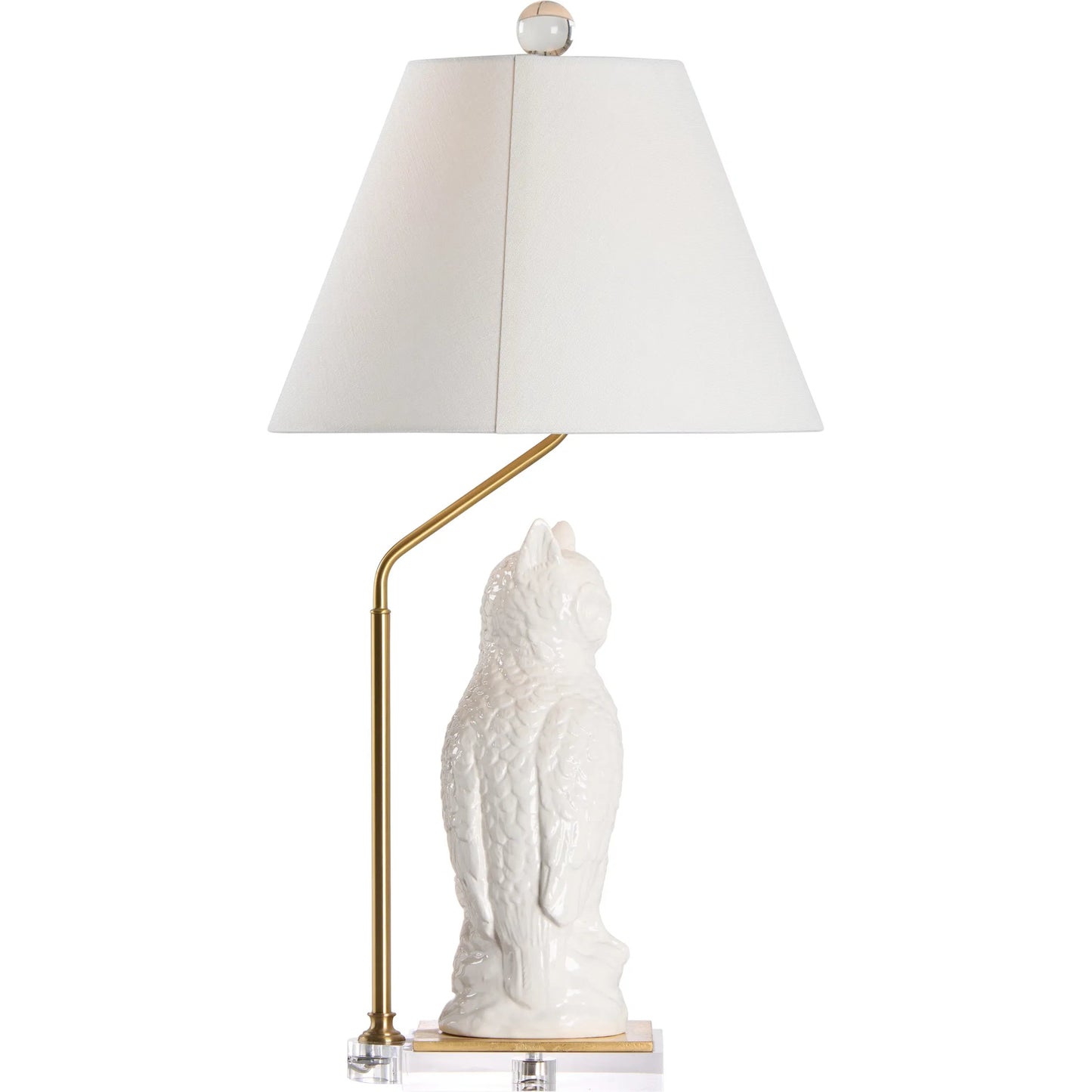 005 SI-2387744 | Additional Silo | Hoot Lamp by Chelsea House in white glaze, gold leaf, clear. Made from unique in a modern style.