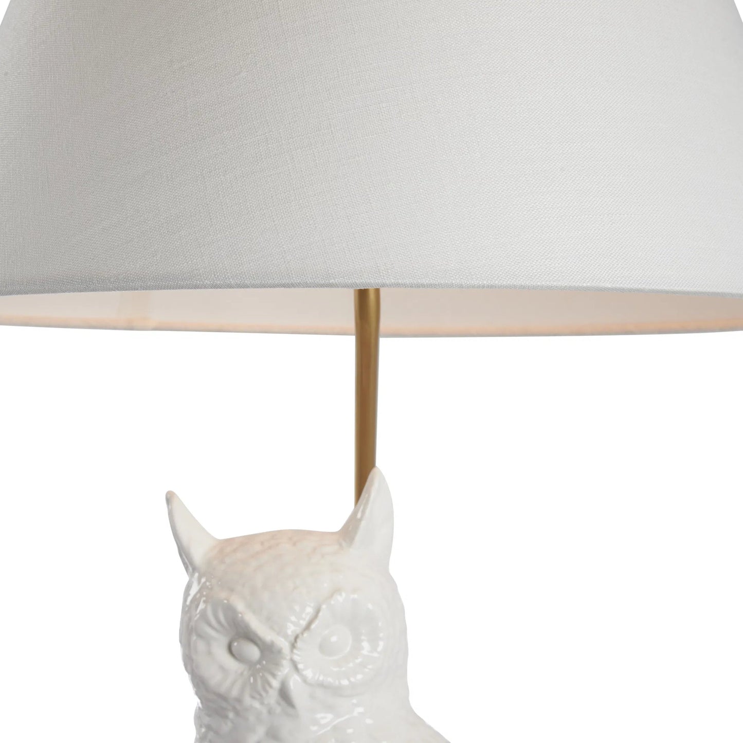 006 SI-2387744 | Closeup | Hoot Lamp by Chelsea House in white glaze, gold leaf, clear. Made from unique in a modern style.