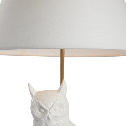 Hoot Lamp by Chelsea House in white glaze, gold leaf, clear. Made from unique in a modern style.