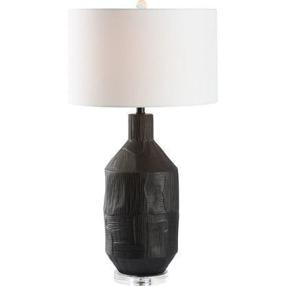 Furrow Lamp by Chelsea House in matte black glaze, clear. Made from unique in a modern style.