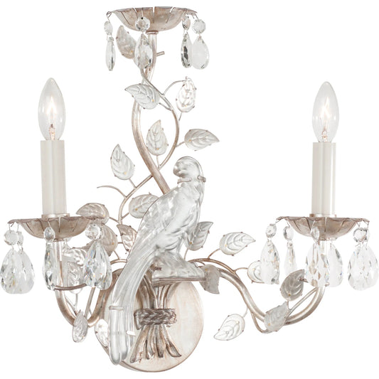 Crystal Bird Sconce by Chelsea House in antique silver leaf. Made from unique in a unique style.