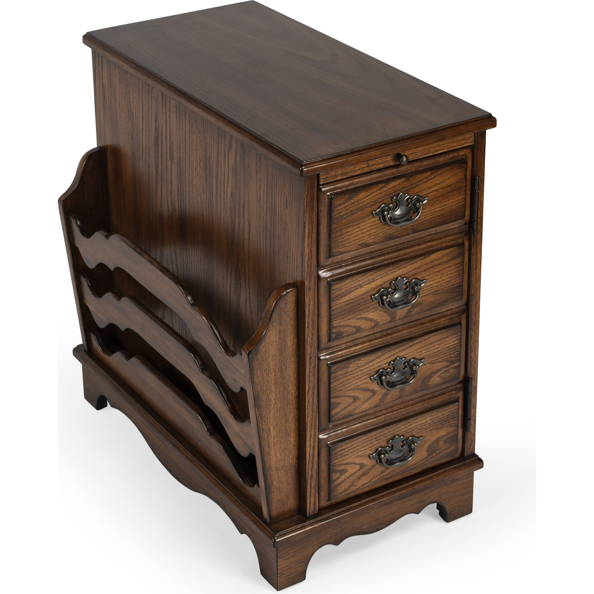 Gregory Magazine Table by Butler Specialty Company in dark brown and plantation cherry. Made from rubberwood solids, mdf, cherry veneer in a traditional style.