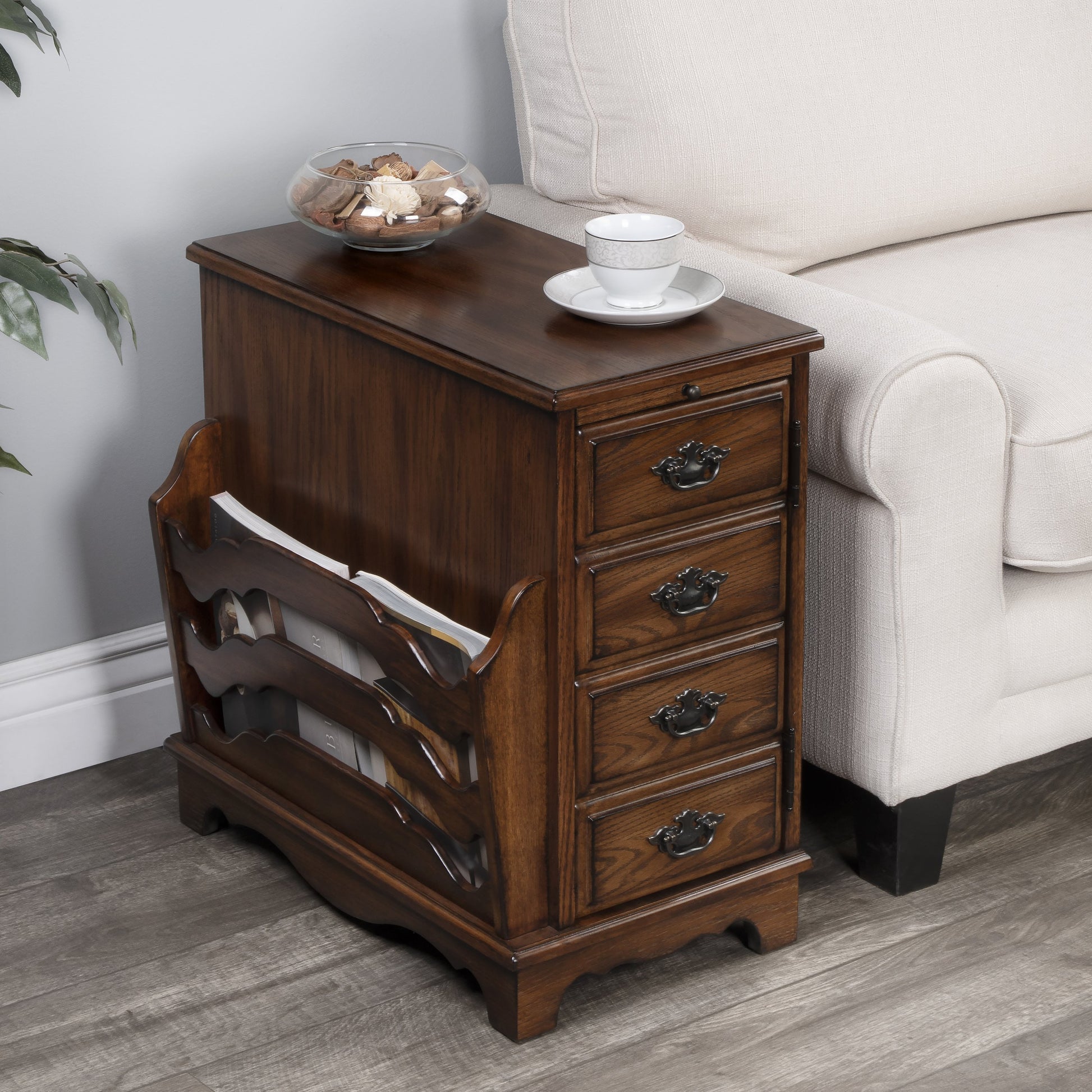 Gregory Magazine Table by Butler Specialty Company in dark brown and plantation cherry. Made from rubberwood solids, mdf, cherry veneer in a traditional style.