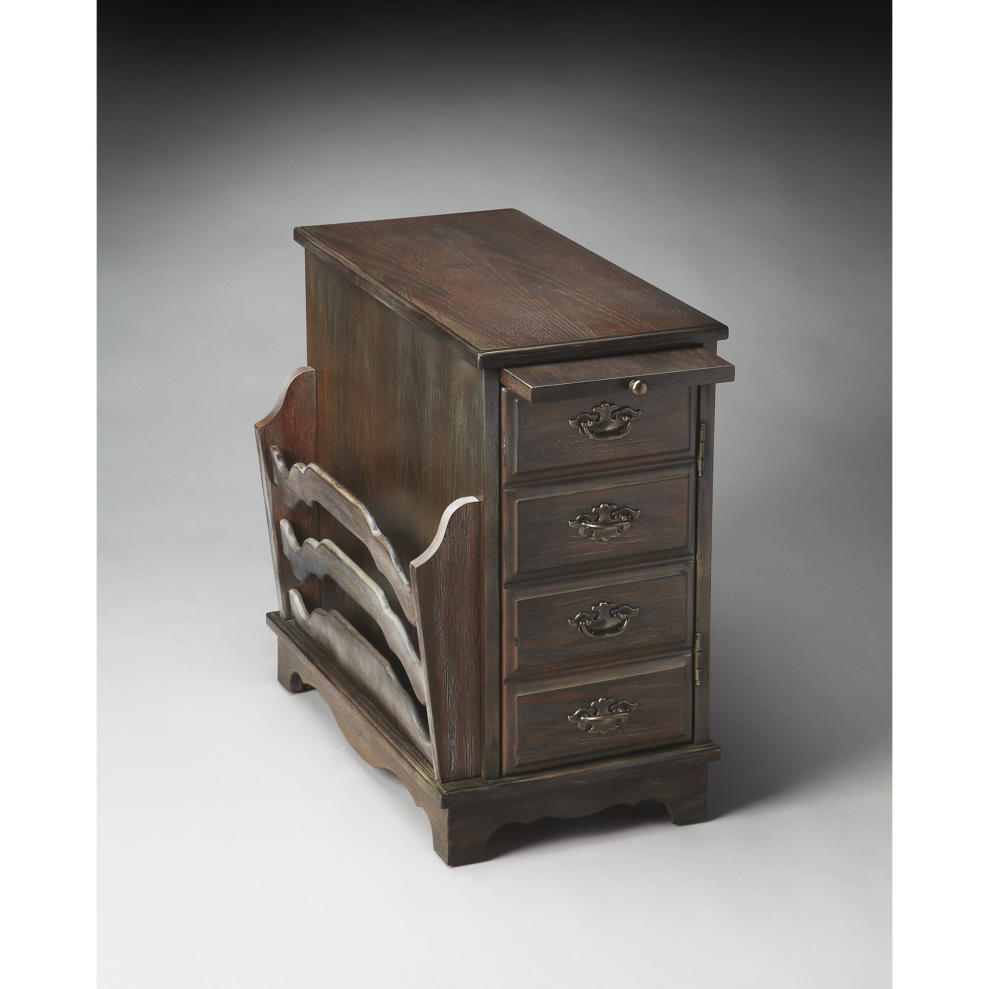 Gregory Magazine Table by Butler Specialty Company in dark brown and plantation cherry. Made from rubberwood solids, mdf, cherry veneer in a traditional style.