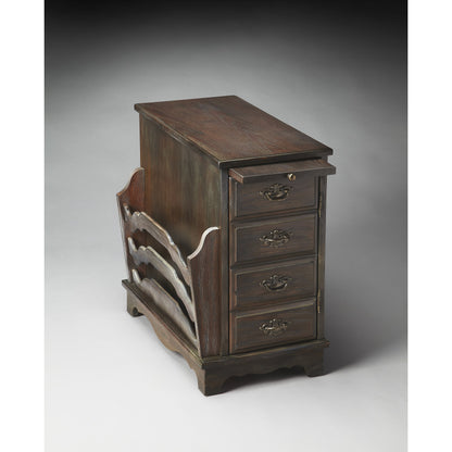 Gregory Magazine Table by Butler Specialty Company in dark brown and plantation cherry. Made from rubberwood solids, mdf, cherry veneer in a traditional style.