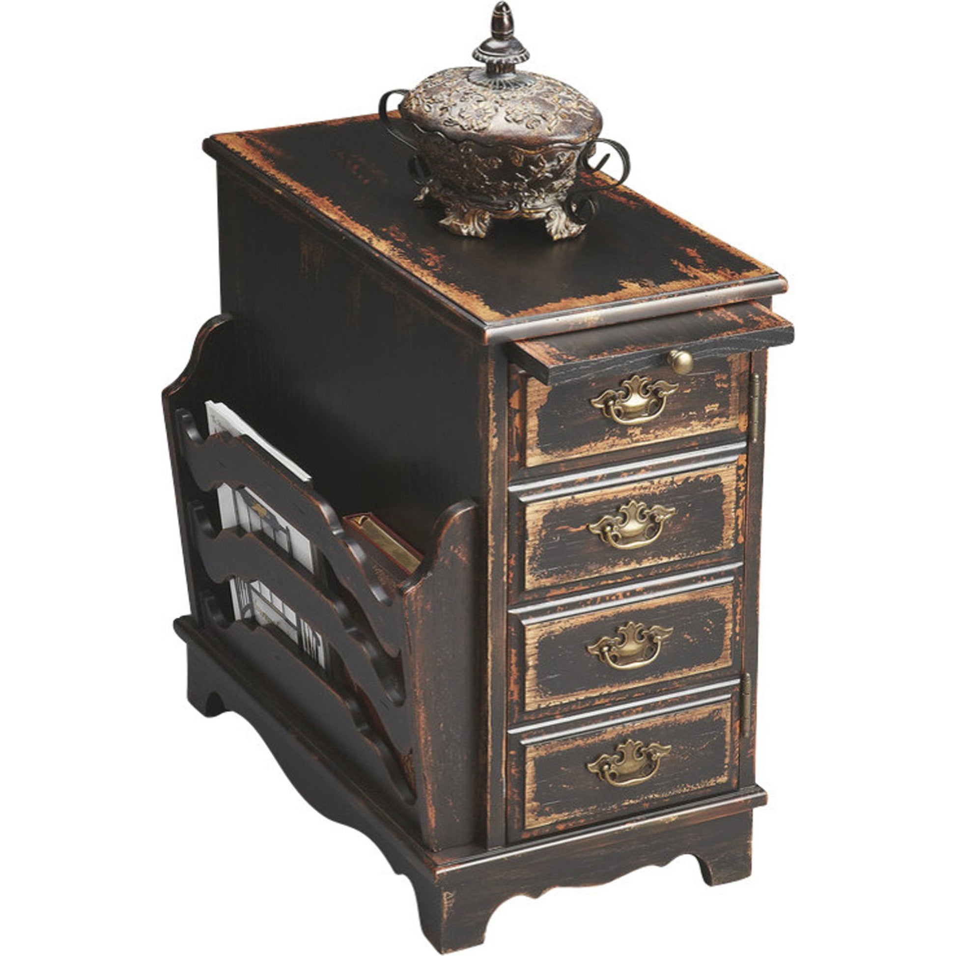 Gregory Magazine Table by Butler Specialty Company in dark brown and plantation cherry. Made from rubberwood solids, mdf, cherry veneer in a traditional style.
