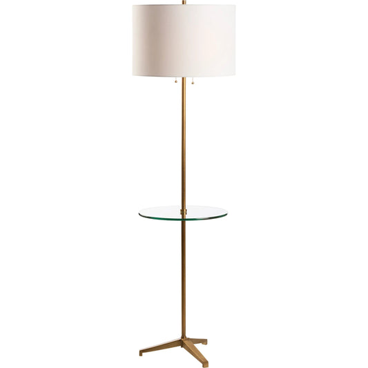 Blythwood Floor Lamp with Glass Table by Chelsea House in gold and aged brass, clear. Made from unique in a unique style.
