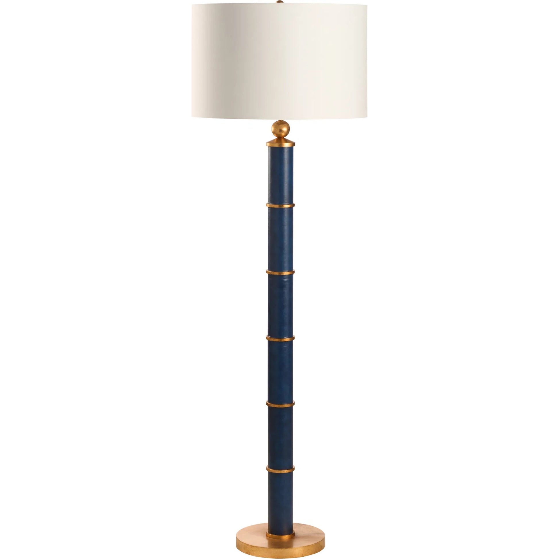 Leather Floor Lamp by Chelsea House in blue, gold leaf. Made from unique in a traditional style.
