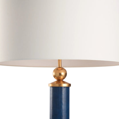 Leather Floor Lamp by Chelsea House in blue, gold leaf. Made from unique in a traditional style.