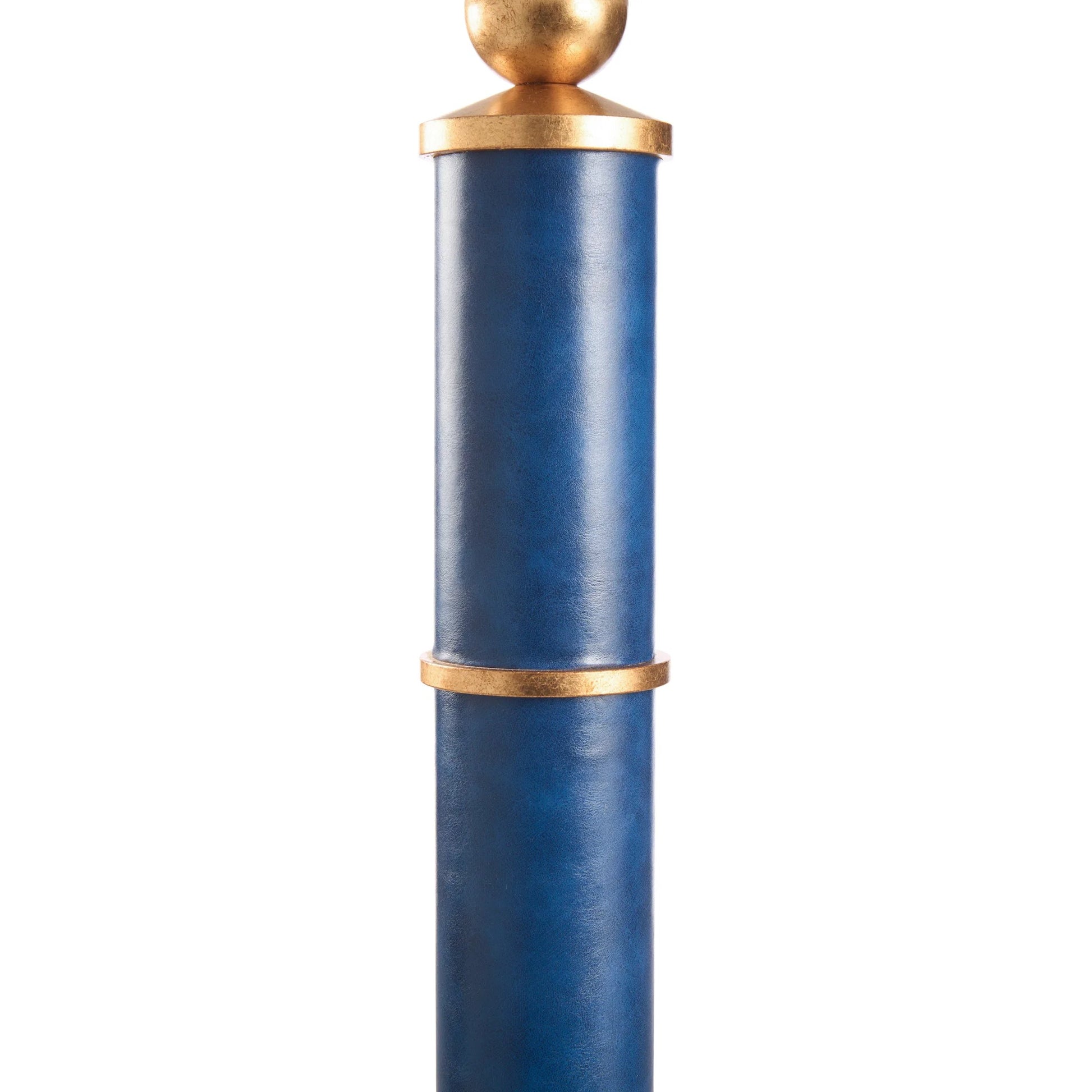 Leather Floor Lamp by Chelsea House in blue, gold leaf. Made from unique in a traditional style.