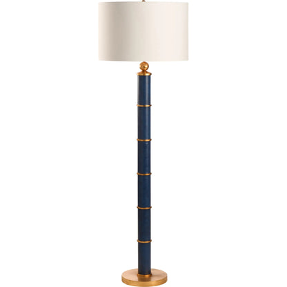 Leather Floor Lamp by Chelsea House in blue, gold leaf. Made from unique in a traditional style.