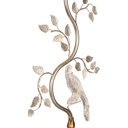 Crystal Bird Lamp by Chelsea House in antique silver leaf. Made from unique in a traditional style.