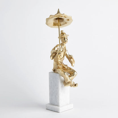 Hyson - Right Facing Tea Drinking Man by Global Views. Made from brass, marble in a eclectic & global style.