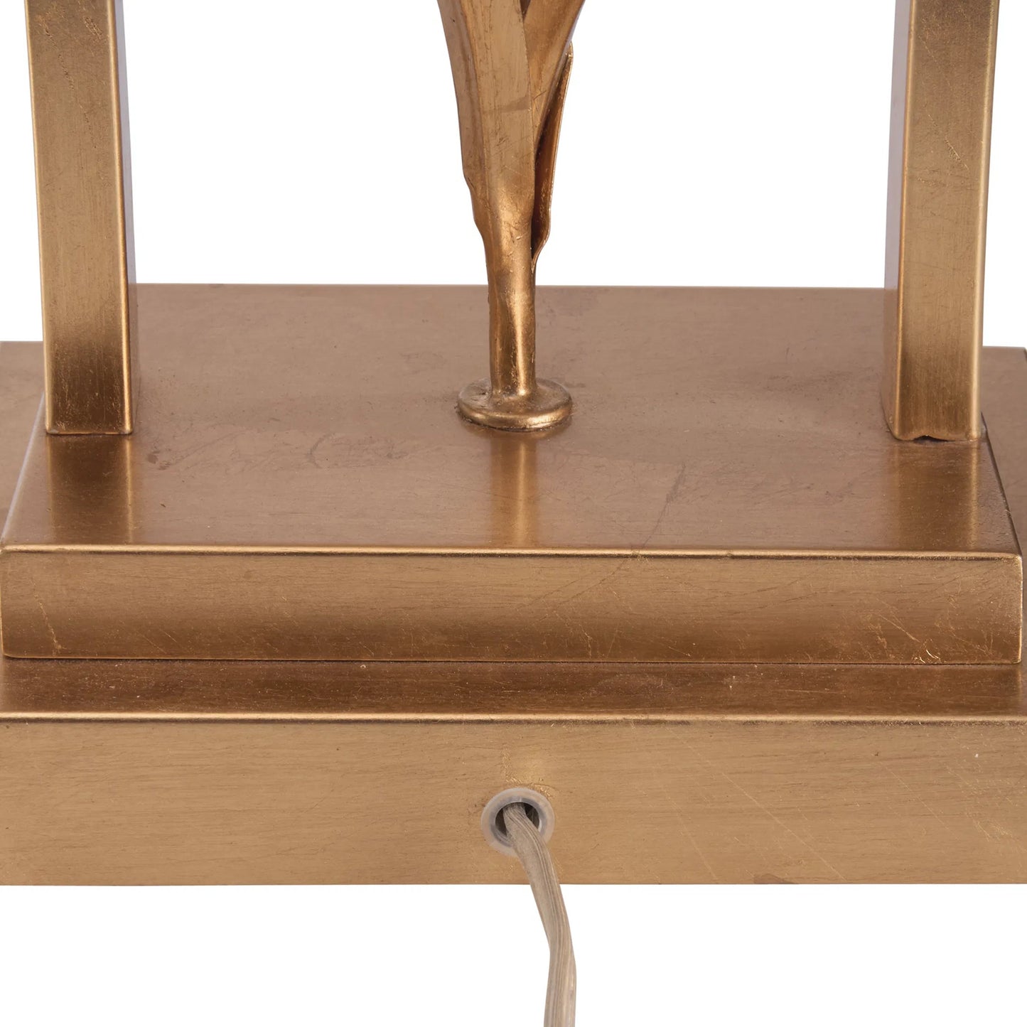 003 SI-2387663 | Closeup | Cain Orchid Lamp by Chelsea House in antique gold leaf, matte white glaze. Made from unique in a modern style.