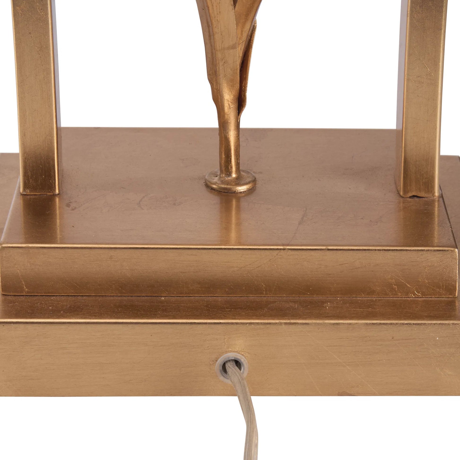 Cain Orchid Lamp by Chelsea House in antique gold leaf, matte white glaze. Made from unique in a modern style.