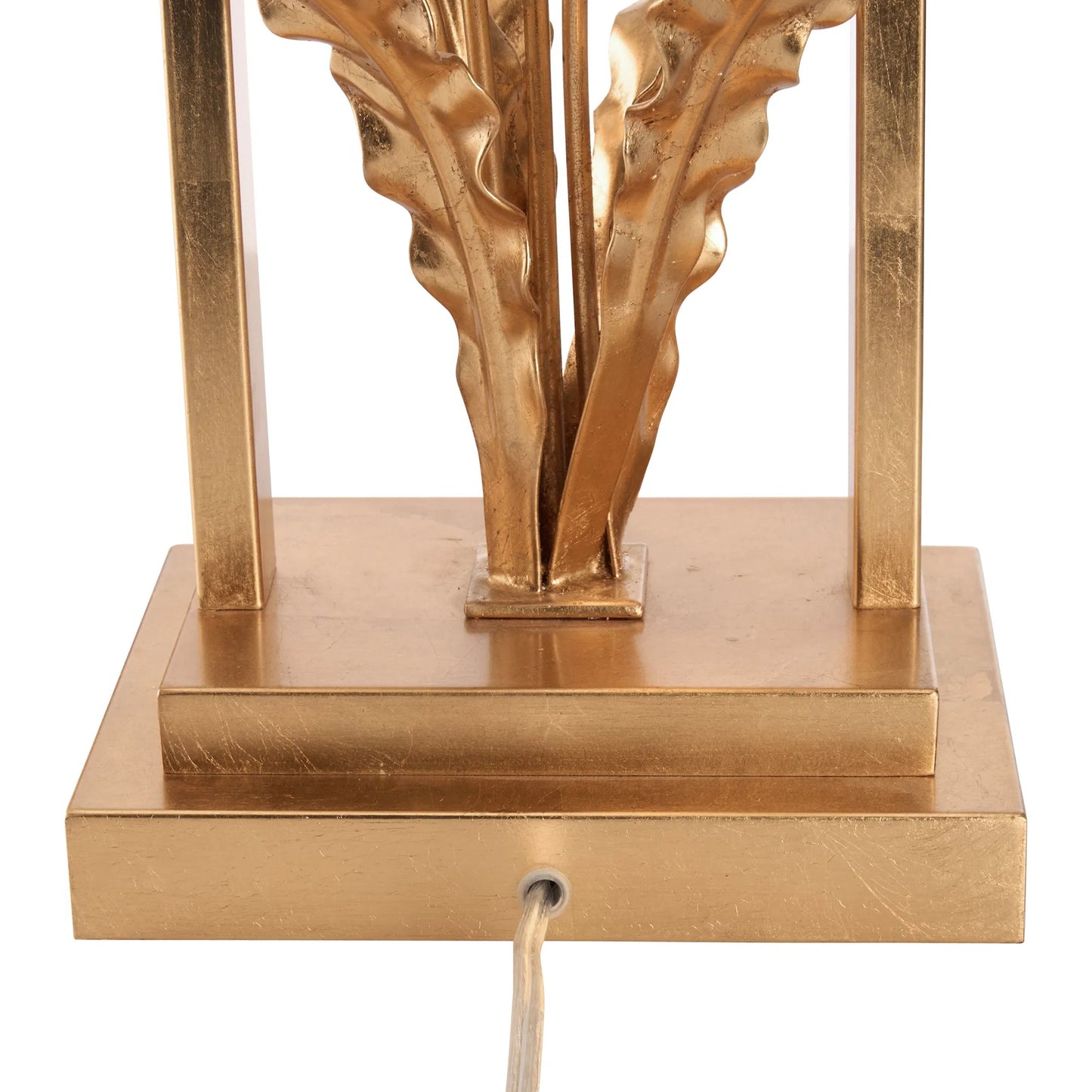 003 SI-2387662 | Closeup | Cain Calla Lily Lamp by Chelsea House in antique gold leaf, matte white glaze. Made from unique in a modern style.