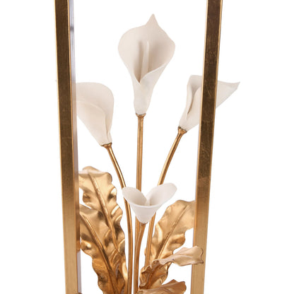 Cain Calla Lily Lamp by Chelsea House in antique gold leaf, matte white glaze. Made from unique in a modern style.
